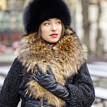 Winter Girl Posing In Park